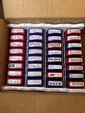 Assorted Phrase Stamp Set - Pink & Purple